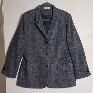 Orvis Harris Tweed 100% Wool Herringbone Blazer in Gray and Blue Tan Size 16R